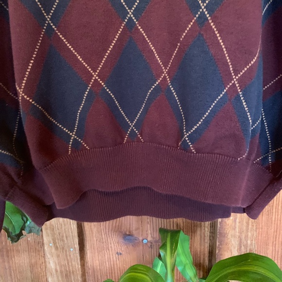 Vintage Izod Sweater Burgundy Navy Blue V-Neck Size XL - Picture 5 of 13